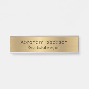 Porte-nom Pour Porte Porte de bureau Faux Gold Signer Agent immobilier