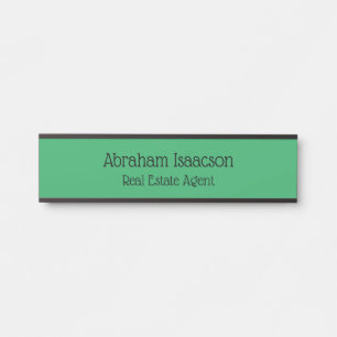 Porte-nom Pour Porte Porte de bureau vert Signer Agent immobilier Moder