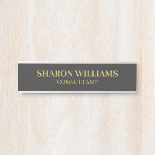Porte-nom Pour Porte Professional Grey Gold Nom personnalisé Titre Empl