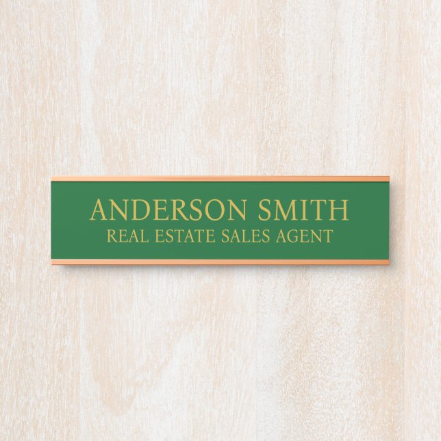 Porte-nom Pour Porte Professional Modern green Gold Office Name Title (Devant)