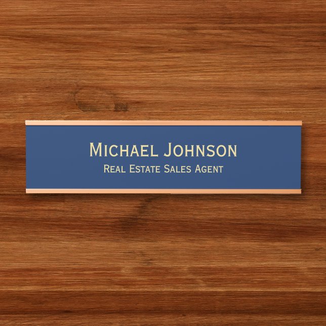 Porte-nom Pour Porte Professional Modern Navy Blue Office Name Title (Professional Modern Navy Blue Office Name Title Door Sign)