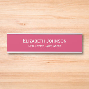 Porte-nom Pour Porte Professionnel Bureau Nom Titre Rose foncé