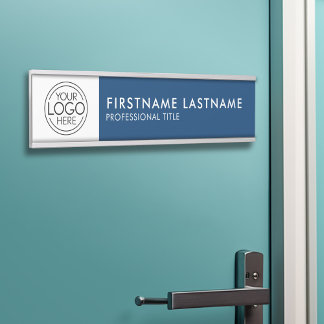 Porte-nom Pour Porte Professionnel, Moderne Marine Logo Blanc, Nom, Tit