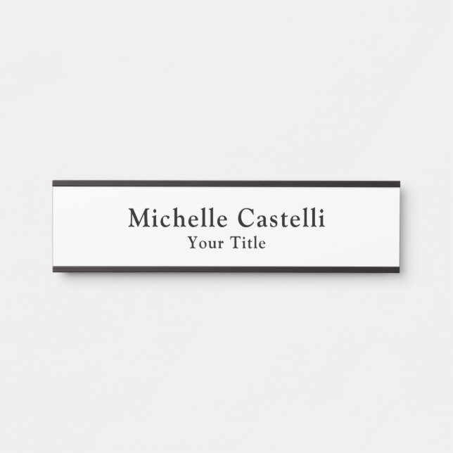 Porte-nom Pour Porte Professionnel Unique Classique Simple Noir Blanc (Devant)
