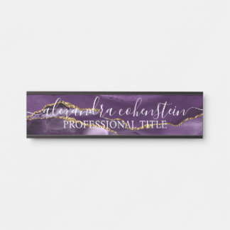 Porte-nom Pour Porte Purple Marble Agate Office Door Sign