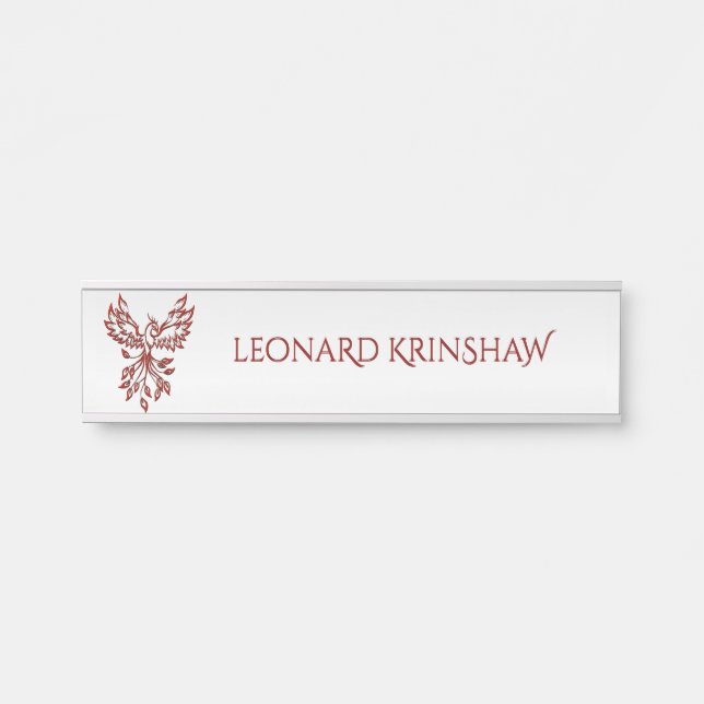 Porte-nom Pour Porte Red Phoenix se lève Silver (Devant)