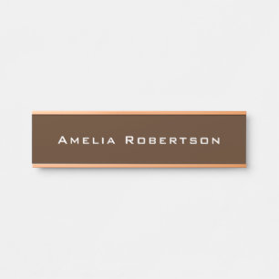 Porte-nom Pour Porte Rose Brown or couleur tendance moderne professionn