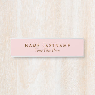 Porte-nom Pour Porte Rose floue Moderne Simple Fille Minimaliste Titre