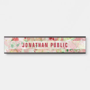 Porte-nom Pour Porte Rouge rose Jaune Vert violet Art Abstrait moderne