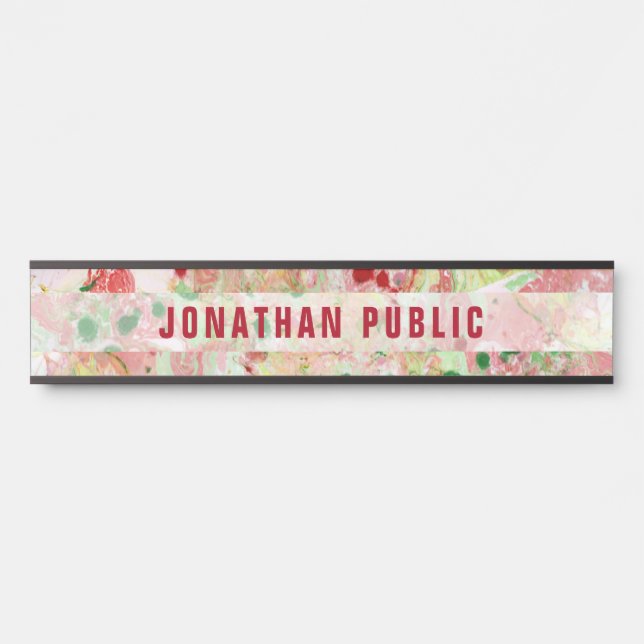 Porte-nom Pour Porte Rouge rose Jaune Vert violet Art Abstrait moderne (Devant)