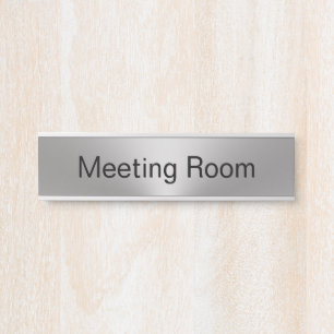 Porte-nom Pour Porte Salle de réunion Modèle Silver et Black Text