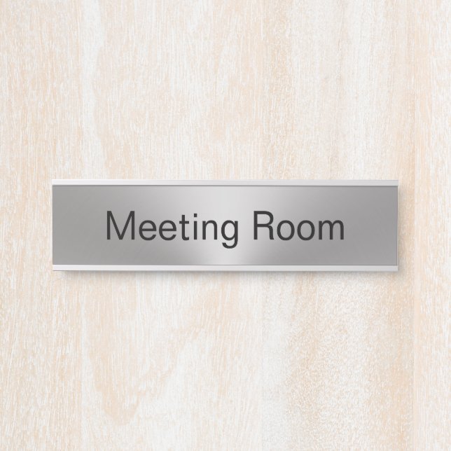 Porte-nom Pour Porte Salle de réunion Modèle Silver et Black Text (Devant)