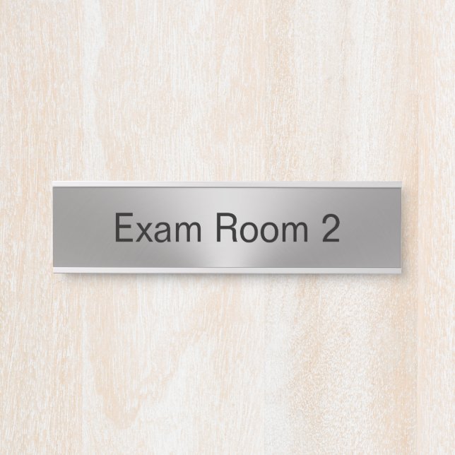 Porte-nom Pour Porte Salle d'examen 2 Modèle Silver et Black Text (Devant)