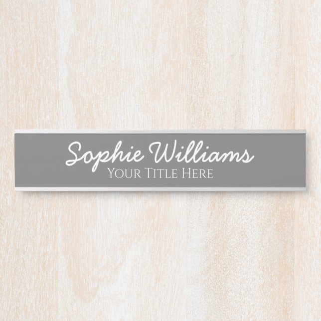 Porte-nom Pour Porte Script Bold Polices blanches Nom Titre sur Modern  (Devant)