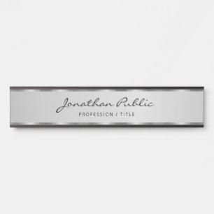 Porte-nom Pour Porte Script Professionnel De Typographie Noire Et Argen