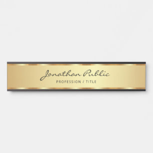 Porte-nom Pour Porte Script Professionnel Noir Et Or manuscrit