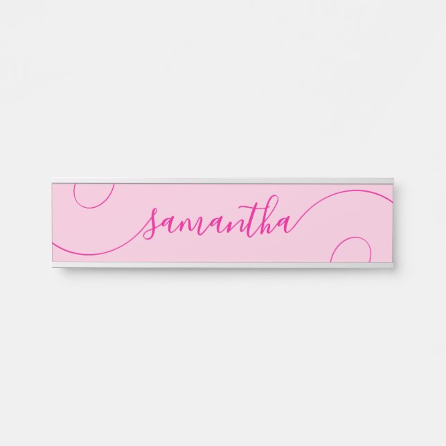 Porte-nom Pour Porte Signature Bouclée Rose Chaud (Devant)