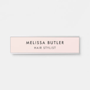 Porte-nom Pour Porte Signe minimaliste moderne de porte rose pâle