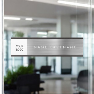 Porte-nom Pour Porte Silver Modern Custom Logo Executive Professional