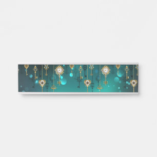 Porte-nom Pour Porte Skeleton Keys on Green Background