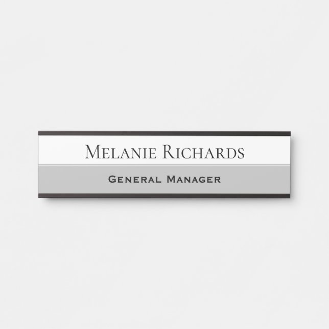 Porte-nom Pour Porte Smart and Stylish Grey and White Personalised (Devant)