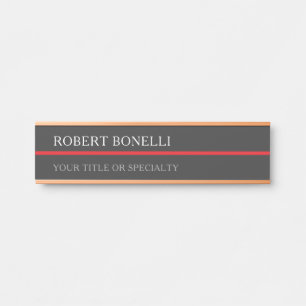 Porte-nom Pour Porte Spécial Unique Gris Rouge Élégant Moderne