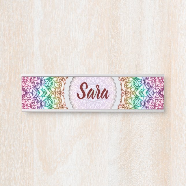 Porte-nom Pour Porte Style accrochant G379 de Mehndi de mandala de (Devant)