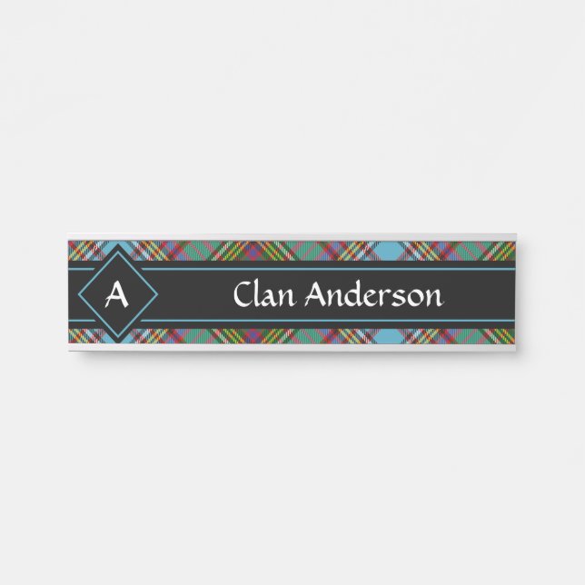 Porte-nom Pour Porte Symbole Clan Anderson Tartan Door (Devant)
