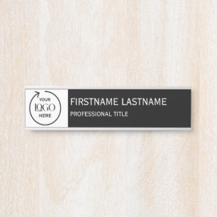 Porte-nom Pour Porte Symbole moderne noir blanc de porte d'affaires