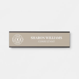 Porte-nom Pour Porte Taupe beige interchangeable Logo personnalisé pour