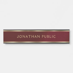 Porte-nom Pour Porte Texte Noir & Or Maison Bureau École Entreprise