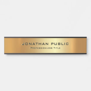 Porte-nom Pour Porte Texte Personnalisé Élégant Glamour Moderne Noir &