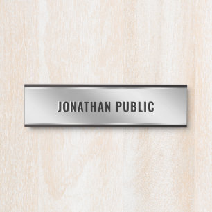 Porte-nom Pour Porte Texte personnalisé Élégant Moderne Simple Argent M
