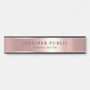 Porte-nom Pour Porte Texte personnalisé Modèle Moderne Luxe Rose Or Nom