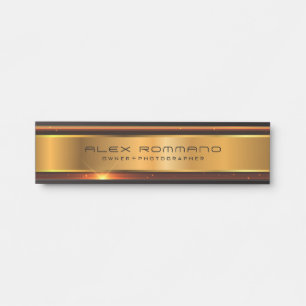 Porte-nom Pour Porte Texture métallique dorée brillante