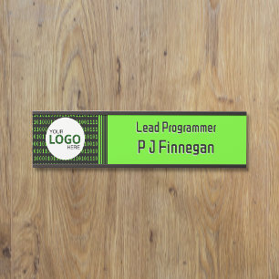 Porte-nom Pour Porte Thème logiciel code binaire entreprise technologiq