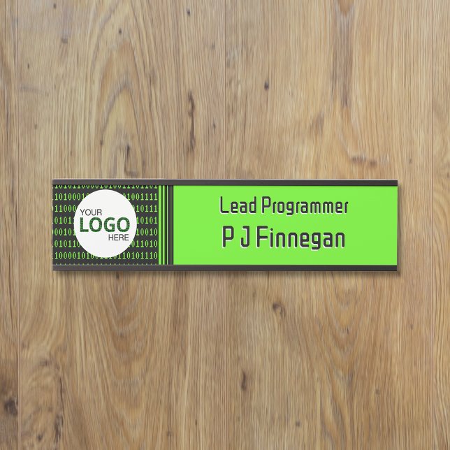 Porte-nom Pour Porte Thème logiciel code binaire entreprise technologiq (Créateur téléchargé)