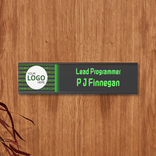 Porte-nom Pour Porte Thème logiciel code binaire entreprise technologiq (Créateur téléchargé)