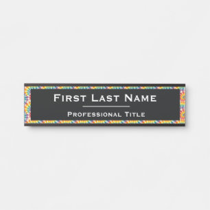 Porte-nom Pour Porte Tiedye arc-en-ciel coloré   Panneau de porte de bu