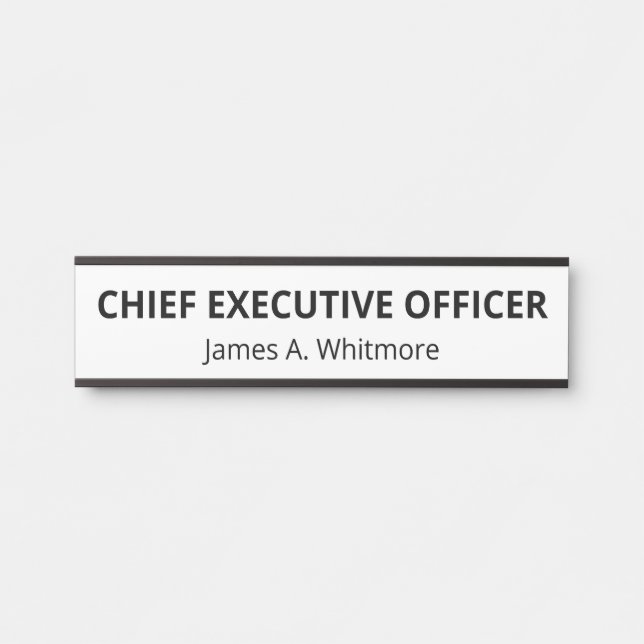 Porte-nom Pour Porte Titre de nom de bureau blanc simple (Devant)