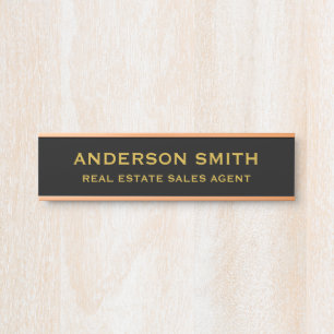 Porte-nom Pour Porte Titre de Nom de Bureau Or Noir Moderne Professionn