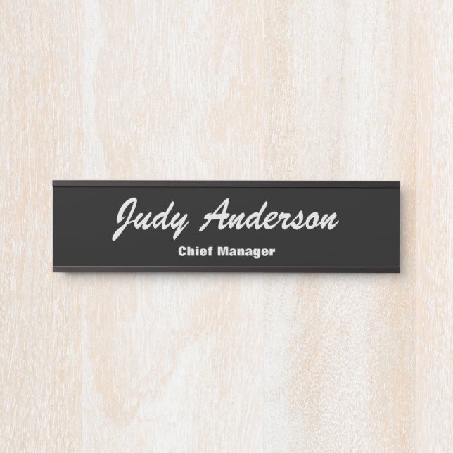 Porte-nom Pour Porte Trend Black Bold Professionnel Plain Moderne Éléga (Devant)