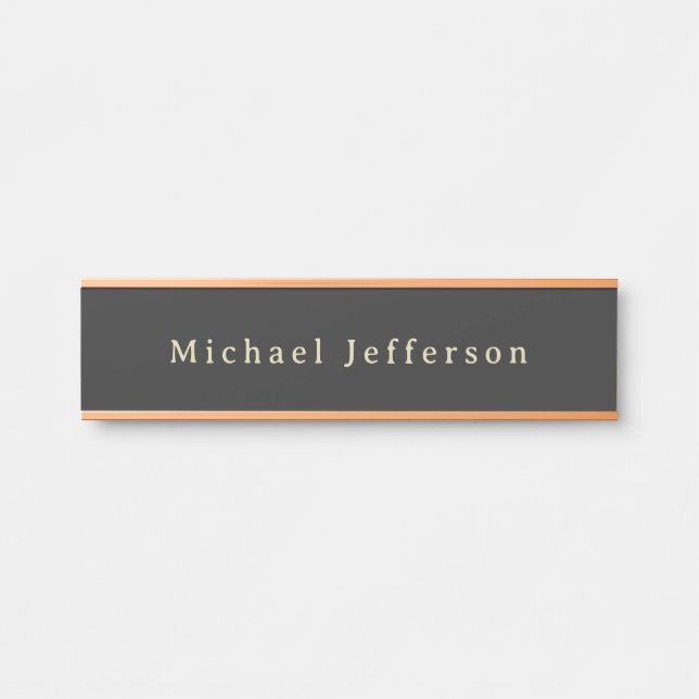 Porte-nom Pour Porte Trendy Matte Black Minimalist Own Name  (Devant)