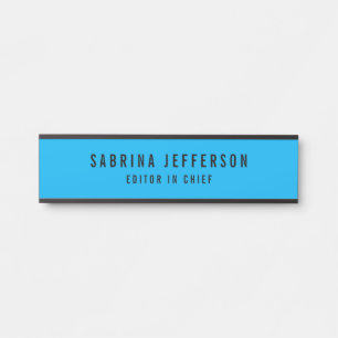 Porte-nom Pour Porte Unique Elegant Plain Simple Minimaliste Bleu clair