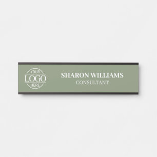 Porte-nom Pour Porte Vert sauge interchangeable Logo d'entreprise perso