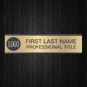 Porte-nom Pour Porte Votre enseigne de porte de bureau en faux or Logo