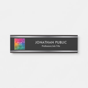 Porte-nom Pour Porte Votre Logo Ici Black And Silver Business Company