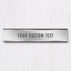 Porte-nom Pour Porte Votre modèle argenté de texte personnalisé Créez l