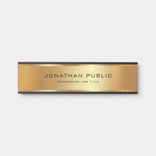 Porte-nom Pour Porte Votre texte personnalisé Élégant Glamour Noir & Or