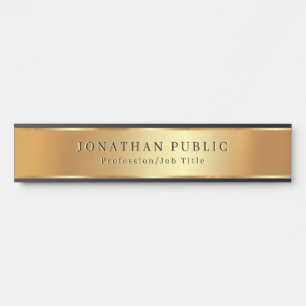 Porte-nom Pour Porte Votre texte personnalisé ici Modèle Elegant Gold